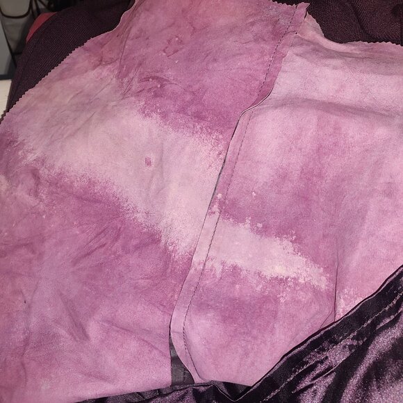 WOMEN'S 2X "DONNA LEPURE" RAISIN/GRAPE COLORED FABRIC & LEATHER DIAGONAL SKIRT - Picture 6 of 7